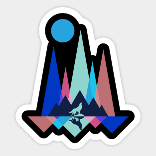 Mountain Polygon Wolf Sticker